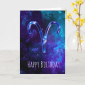 ブルー宇宙アリ誕生日カード カード (黄色い花)