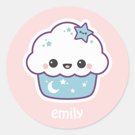 ブルー宇宙ケーキ ラウンドシール (正面)