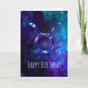ブルー宇宙タウラス誕生日カード カード