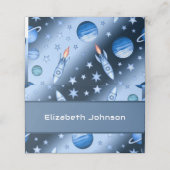 ブルー宇宙テーマ宇宙飛行士ロケット子供の誕生日 プレイスカード (外部開封)