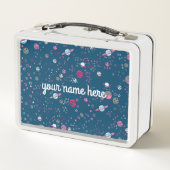 ブルー宇宙パーソナライズされた弁当箱 メタルランチボックス (裏面)