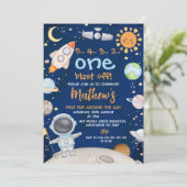 ブルー宇宙ファーストのまわりにトリップサン1st誕生日 招待状 (スタンド正面)