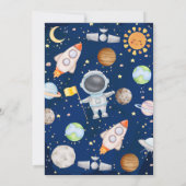 ブルー宇宙ファーストのまわりにトリップサン1st誕生日 招待状 (裏面)