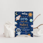 ブルー宇宙ファーストのまわりにトリップサン1st誕生日 招待状