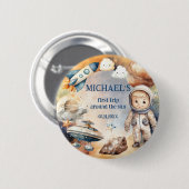 ブルー宇宙ファーストのまわりにトリップザサン誕生日 缶バッジ (正面&裏面)