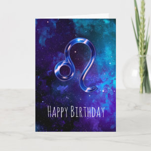 ブルー宇宙レオ誕生日カード カード