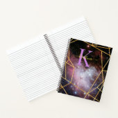 ブルー宇宙金ゴールドグリッタースパークルネームモノグラム ノートブック (内部)