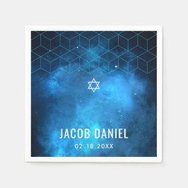 ブルー宇宙銀河系バー（ユダヤ教の）バル・ミツバー スタンダードカクテルナプキン
