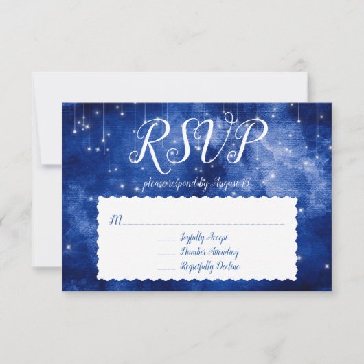 ブルー宇宙銀河系天星RSVP応答 招待状 (正面)