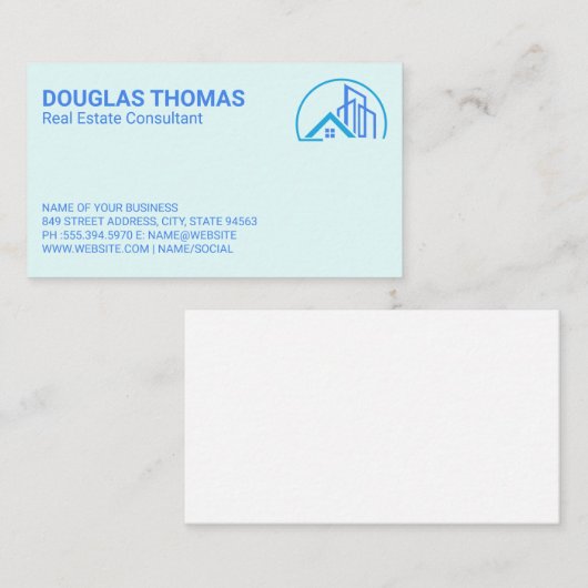 ブルー実在エステートハウスロゴ 名刺 (正面/裏面)