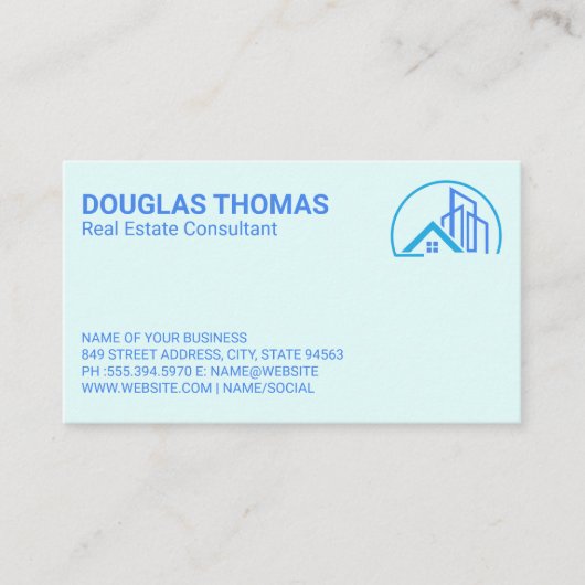 ブルー実在エステートハウスロゴ 名刺 (正面)