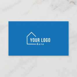 ブルー実在エステートロゴ写真QRコード名刺 名刺