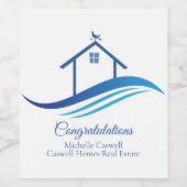 ブルー実在エステート会社ホームロモダンゴカスタム ワインラベル (シングルラベル)