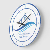 ブルー実在エステート会社モダンロゴカスタム事務所 ラージ壁時計 (傾斜)