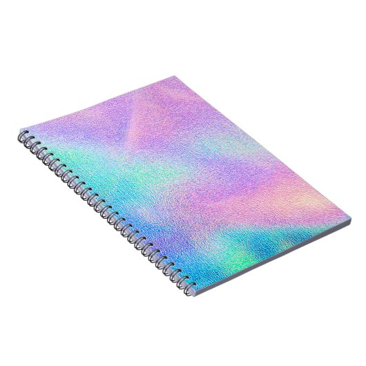 ブルー実在ピンクの緑の色のホログラフィックテクスチャ ノートブック (右側)