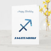 ブルー射手座〔占星術の〕十二宮図シンボルや象徴ハッピーバースデー カード (黄色い花)