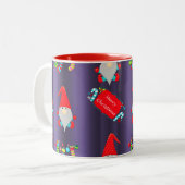 ブルー小人サンタのヘルパーのクリスマス ツートーンマグカップ (正面左)