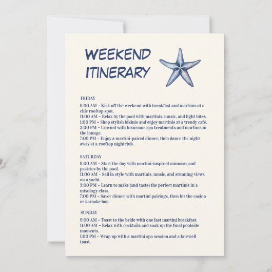 ブルー市松模様にシーセルバチェロレッテ週末 招待状 (裏面)