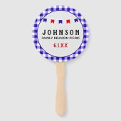 ブルー市松模様にタブレクロスサマーピクニック懇親会 ハンドファン (裏面)