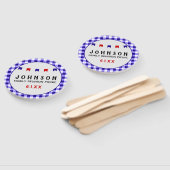 ブルー市松模様にタブレクロスサマーピクニック懇親会 ハンドファン (組立なし)