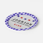 ブルー市松模様にタブレクロスサマーピクニック懇親会 ペーパープレート (アングル)