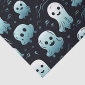 ブルー幽霊かわいいモダン可愛らしい黒ハロウィーン 薄葉紙 (詳細)
