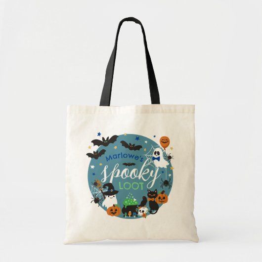 ブルー幽霊こうもり不気味ロットボーイズハロウィーン トートバッグ (正面)