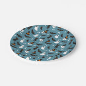 ブルー幽霊スカルラヴェンスキャッツハロウィンパターン ペーパープレート (アングル)