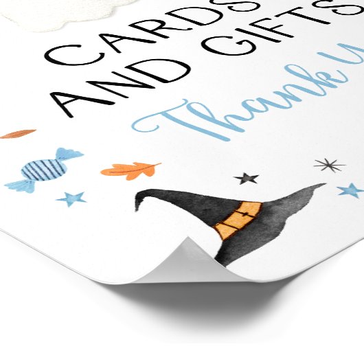 ブルー幽霊ハロウィンカード&ギフトパーティーサイン ポスター (角)