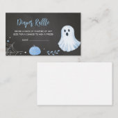 ブルー幽霊ハロウィーンベビーシャワーおむつラッフル エンクロージャーカード (正面/裏面)
