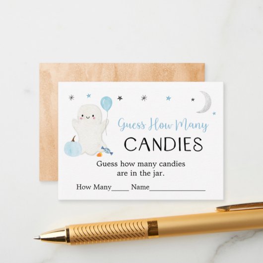 ブルー幽霊ハロウィーン推測ゲームの数 エンクロージャーカード (正面/裏面インサイチュ)