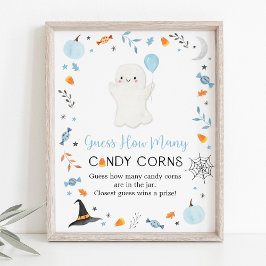 ブルー幽霊ハロウィーン推測ゲームの数 ポスター