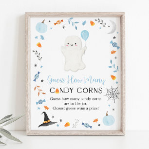 ブルー幽霊ハロウィーン推測ゲームの数 ポスター