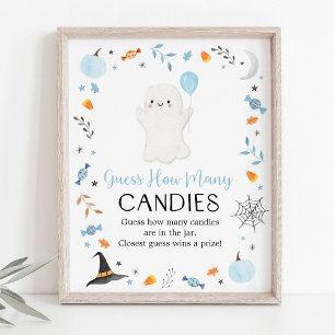 ブルー幽霊ハロウィーン推測ゲームの数 ポスター