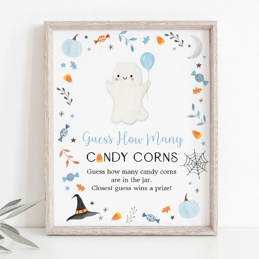 ブルー幽霊ハロウィーン推測ゲームの数 ポスター