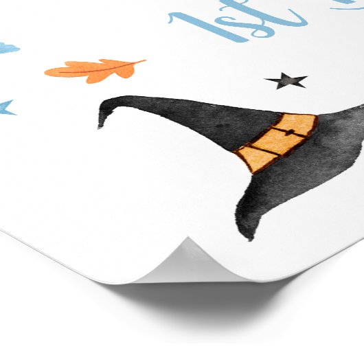 ブルー幽霊ハロウィーン誕生日へようこそ ポスター (角)