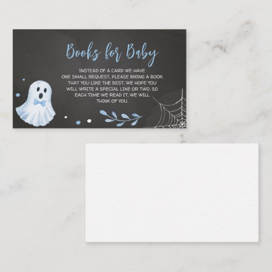 ブルー幽霊ハロウィーン赤ちゃんシャワーブックベビー エンクロージャーカード (正面/裏面)