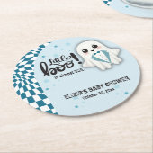 ブルー幽霊リトルブーはほとんど赤ちゃんシャワー ラウンドペーパーコースター (アングル)