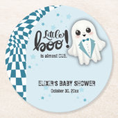 ブルー幽霊リトルブーはほとんど赤ちゃんシャワー ラウンドペーパーコースター (正面)