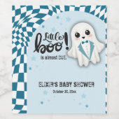ブルー幽霊リトルブーはほとんど赤ちゃんシャワー ワインラベル (シングルラベル)