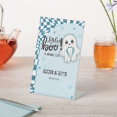 ブルー幽霊リトルブーはほとんど赤ちゃんシャワー 台座サイン (インサイチュ)