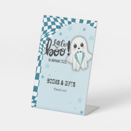 ブルー幽霊リトルブーはほとんど赤ちゃんシャワー 台座サイン