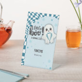 ブルー幽霊リトルブーはほとんど赤ちゃんシャワー 台座サイン (インサイチュ)