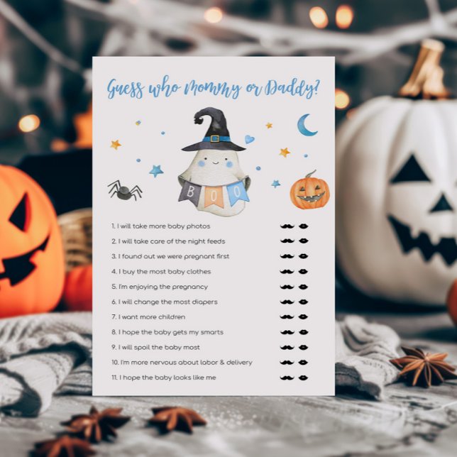 ブルー幽霊LittleBoo誰がママまたはパパのゲーム (Little Boo Baby Shower Guess who Mommy or Daddy Game)