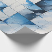 ブルー幾何学模様の包装紙 ラッピングペーパー (角)