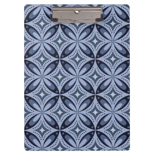 ブルー幾何学模様レトロスタイル クリップボード (正面)