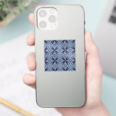 ブルー幾何学模様レトロスタイル シール (スマートフォン)