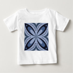 ブルー幾何学模様レトロスタイル ベビーTシャツ