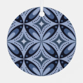 ブルー幾何学模様レトロスタイル メタルオーナメント (裏面)