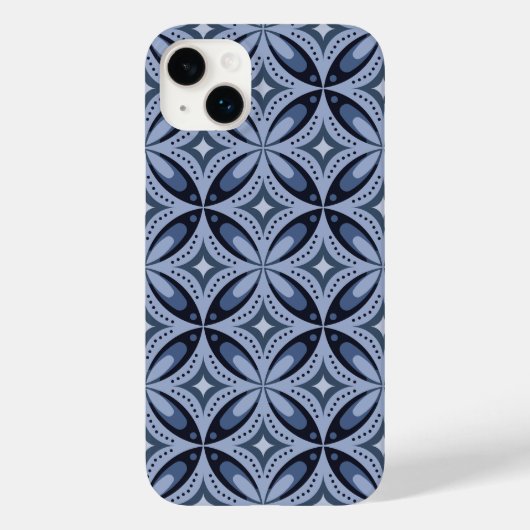 ブルー幾何学模様レトロスタイル Case-Mate iPhoneケース (裏面)